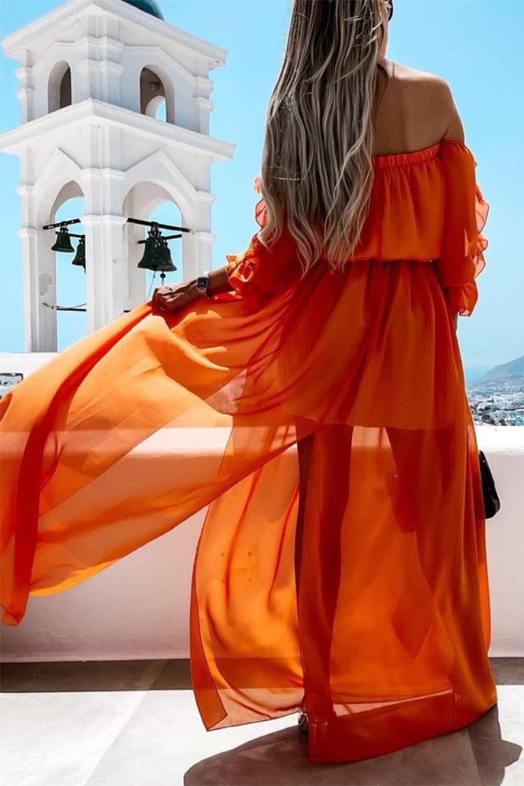 Mckinley Half Sleeves Elastic Waist Ruffle A-Shape Dress