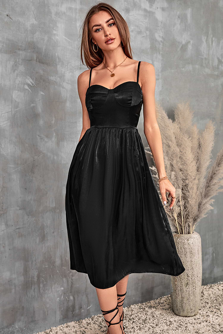 Vestido deslizado Tirantes finos Frunces Cintura elástica