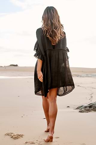 Milan Black Flared Sleeve Cover-up Dress