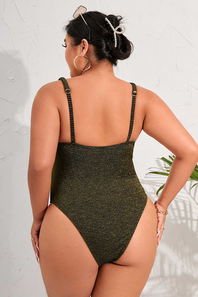 Love Los Angeles Ribbed Cutout Plus Size One Piece Swimsuit