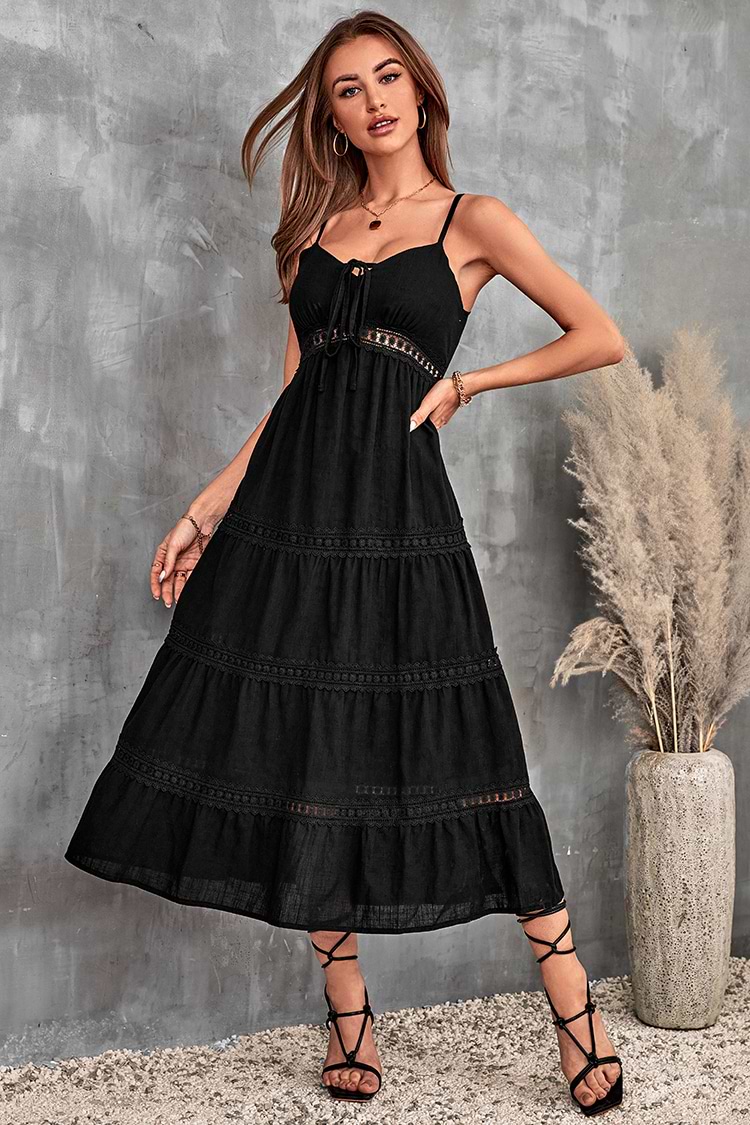 Joelle Maxi Cutout Lace Trims A-shape Dress