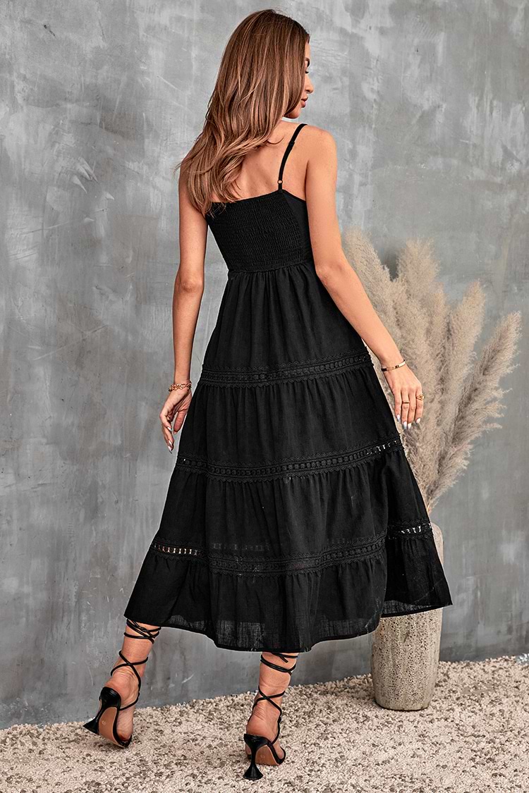 Joelle Maxi Cutout Lace Trims A-shape Dress