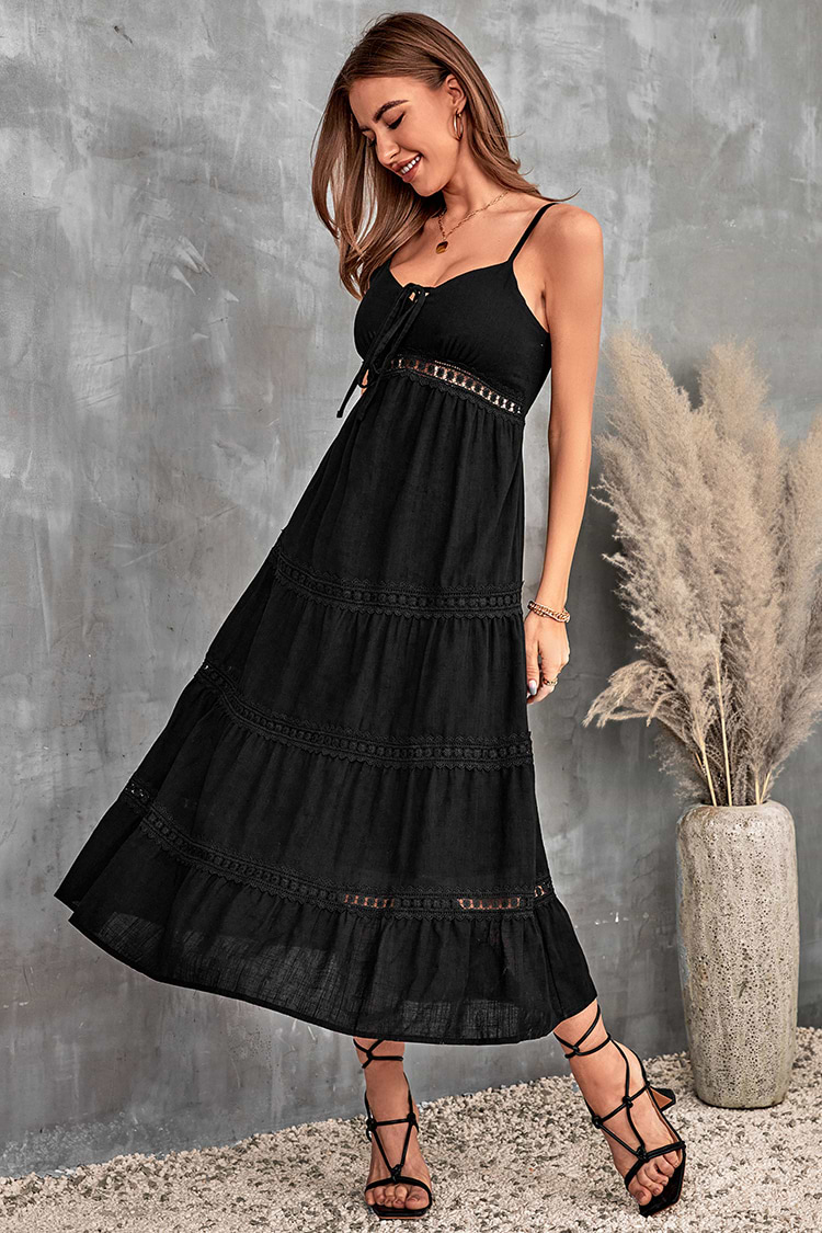 Joelle Maxi Cutout Lace Trims A-shape Dress