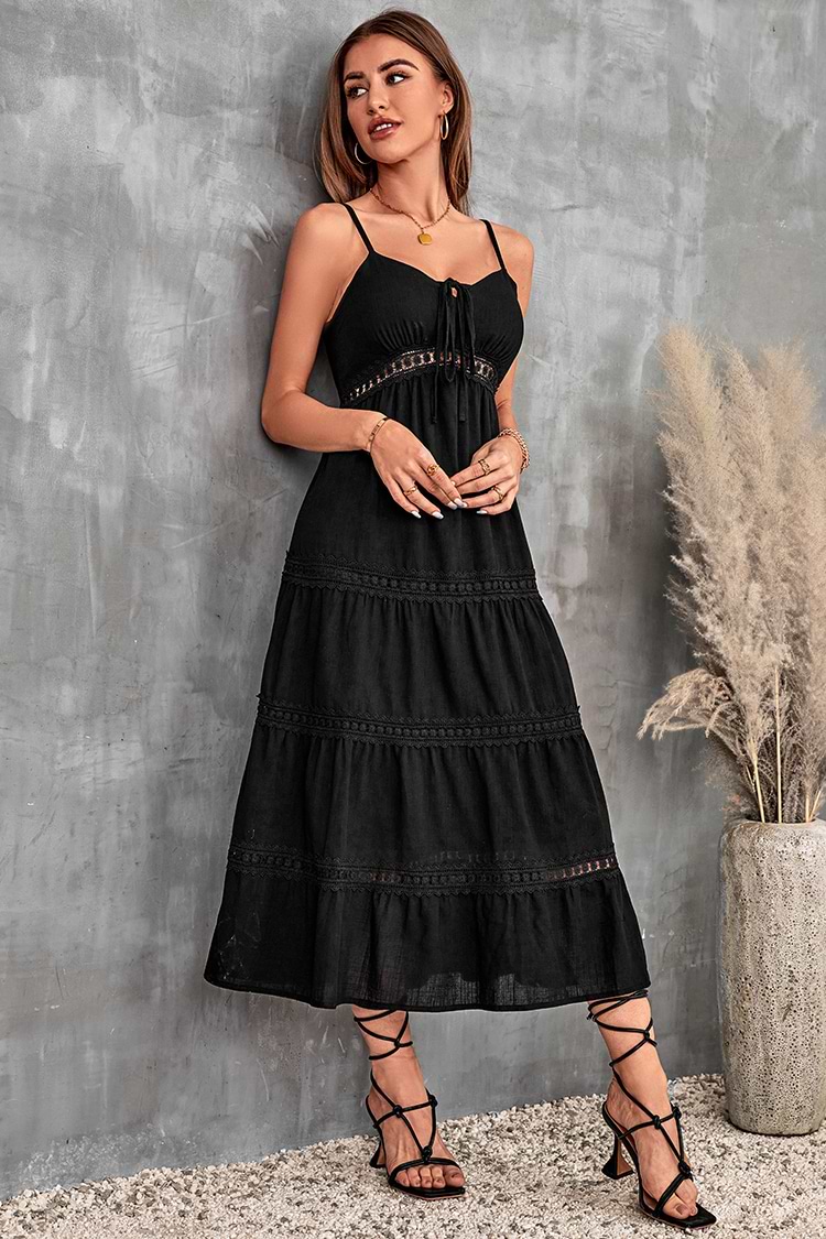 Joelle Maxi Cutout Lace Trims A-shape Dress