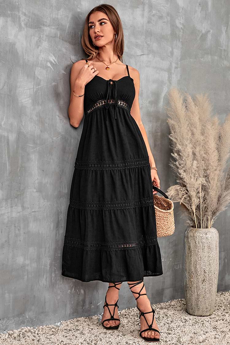 Joelle Maxi Cutout Lace Trims A-shape Dress