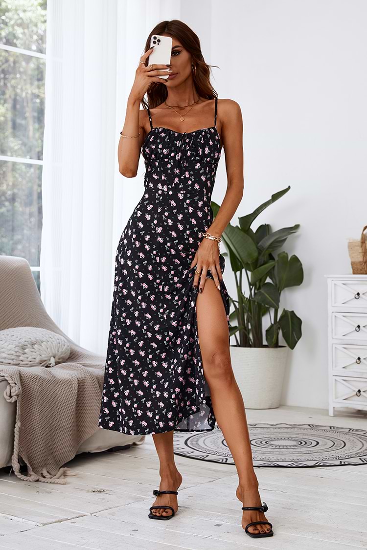 Lara Slip Floral Print A-shape Dress