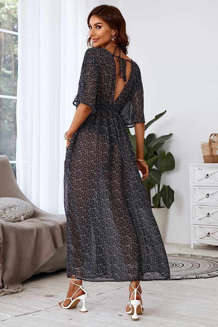 Dulce Black Short sleeve Cover-up Dress