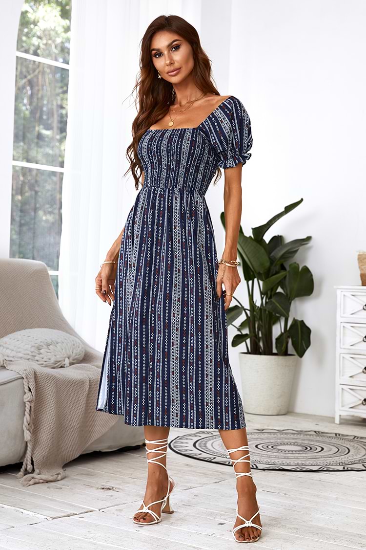 Palizzi Short Sleeve Smocking A-shape Dress