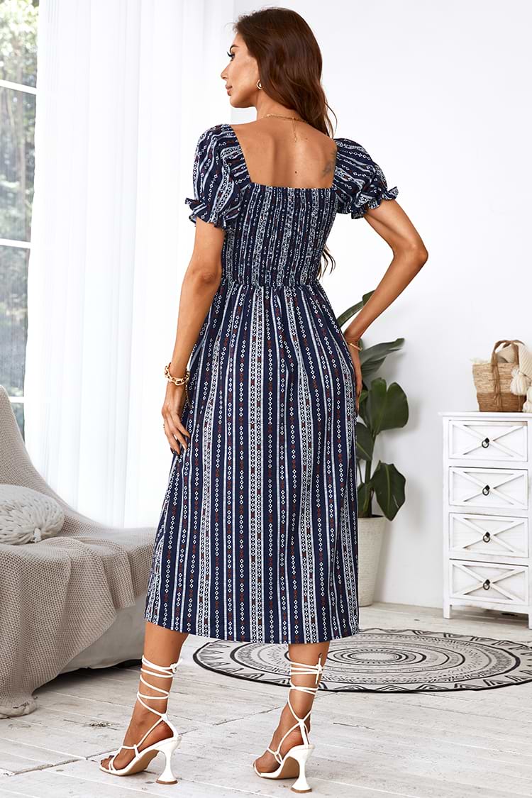 Palizzi Short Sleeve Smocking A-shape Dress