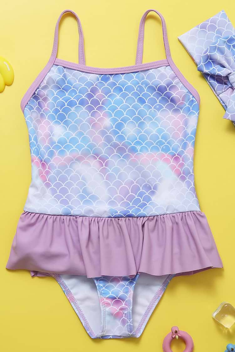 Bañador de Una Pieza con Escala Iridiscente para Niñas y Niñas Pequeñas