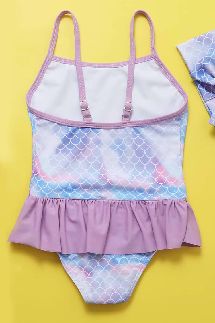Bañador de Una Pieza con Escala Iridiscente para Niñas y Niñas Pequeñas