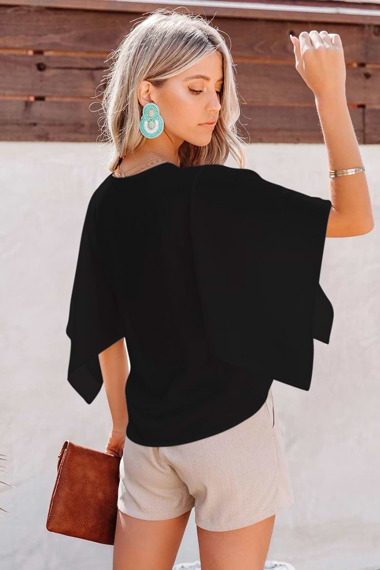 Antonella V-neck Flared Sleeve Loose Waisted Top