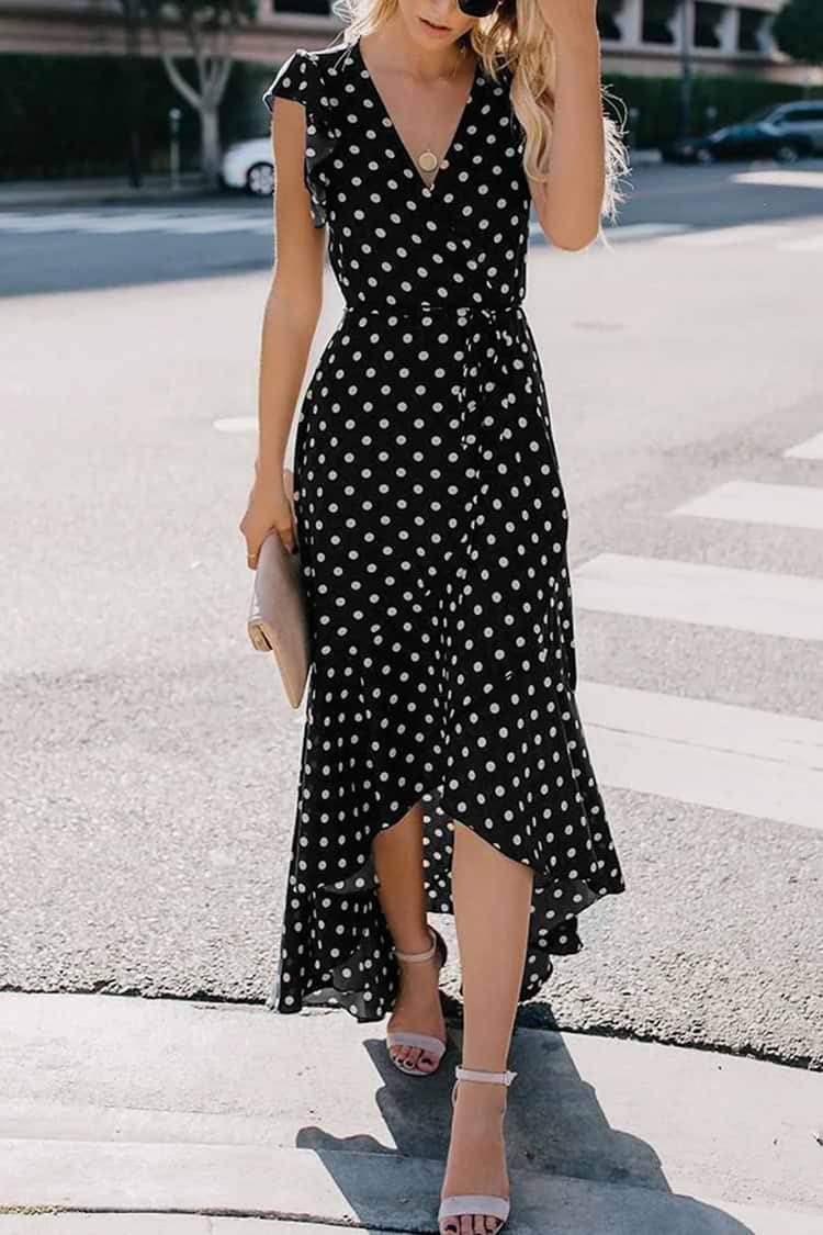 Alaia V-neck Short Sleeve Lace Up A-shape Dress