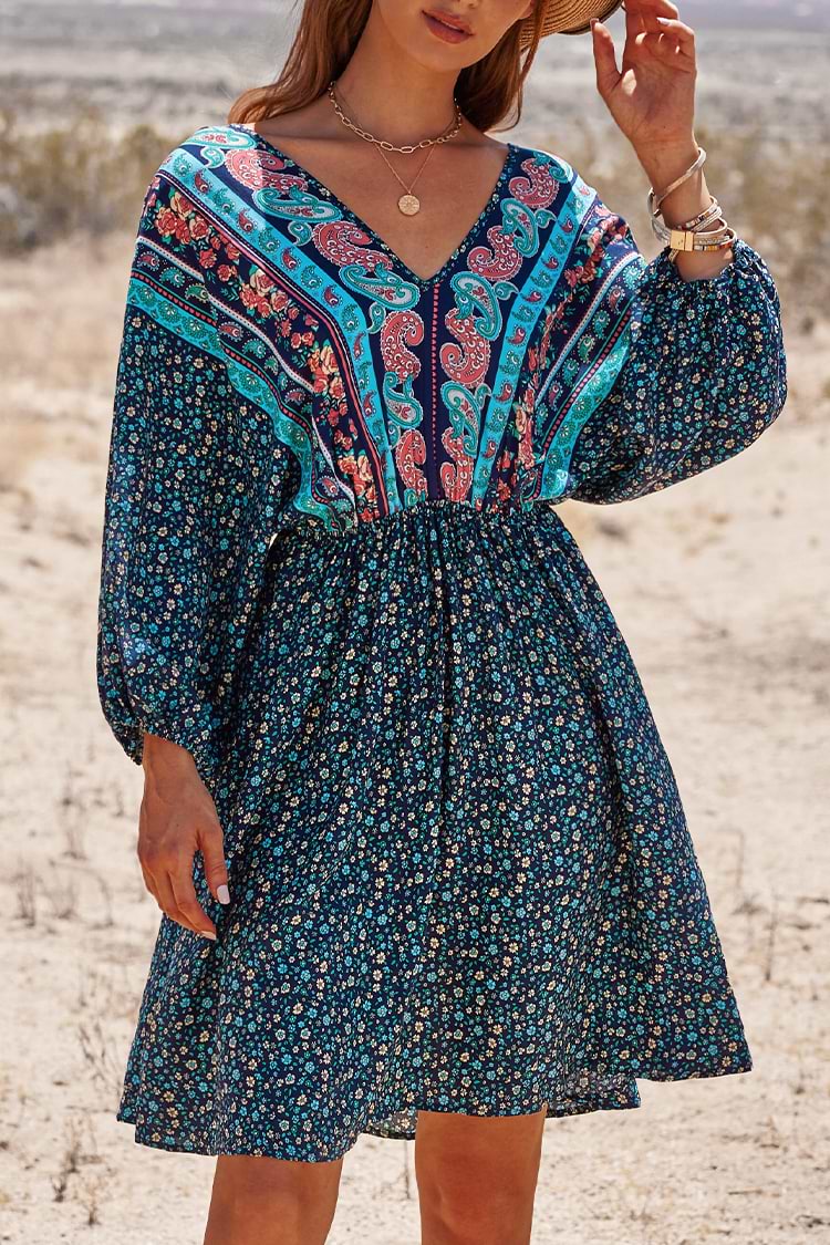 Jaycee V-neck Mid Length Boho Dress