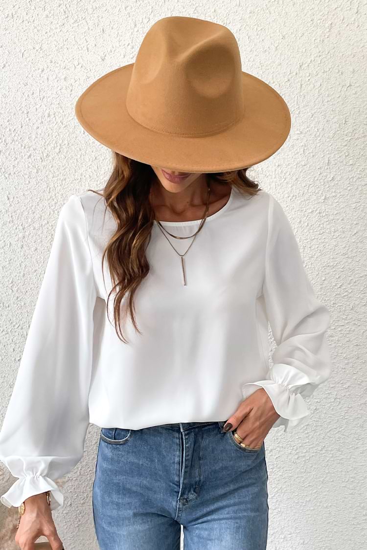 Brandi Long Sleeve Lace Trims Backless Tops