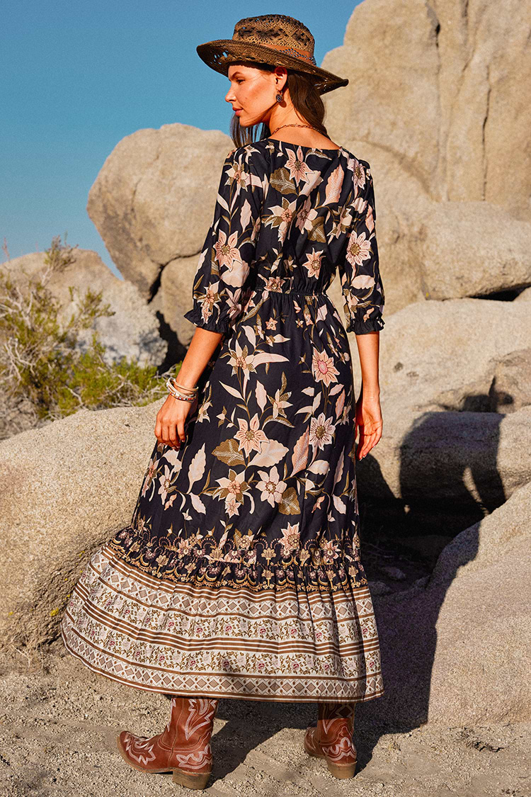 Wendy Bubble Sleeve Maxi A-shape Dress