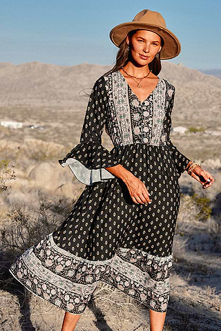 chinese dress ladies Sugarlips Women's Ruya Floral Print A-Line Dress - Blue main image 0