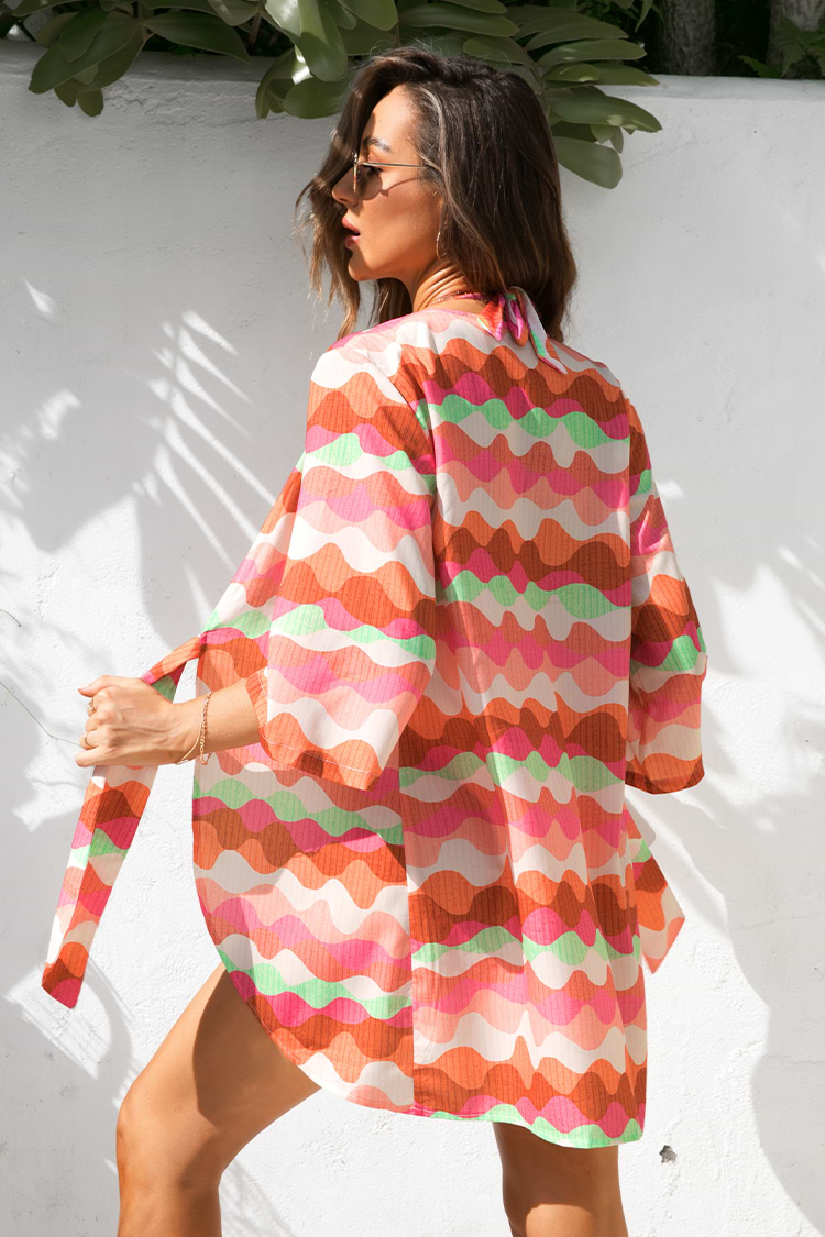 Leichter Kimono mit Schnürung in Orange