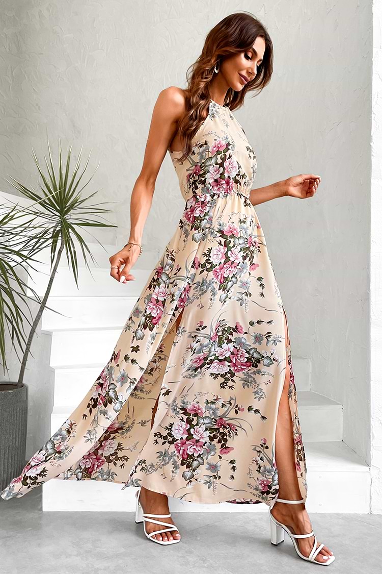 Marcy Halter Neck Maxi Slip Dress