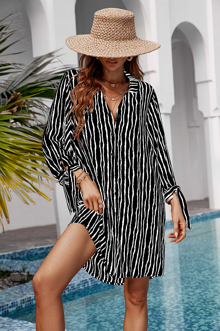 Alize Shirt Collar Loose Stripes Dress