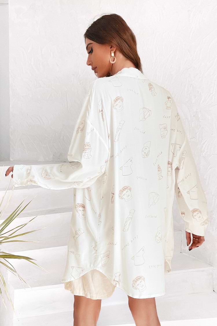 3/4-Ärmel Lockere Bluse mit Druck