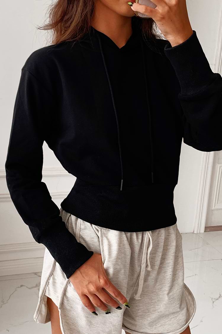 Moonlight Black Fitted Waist Hoodie