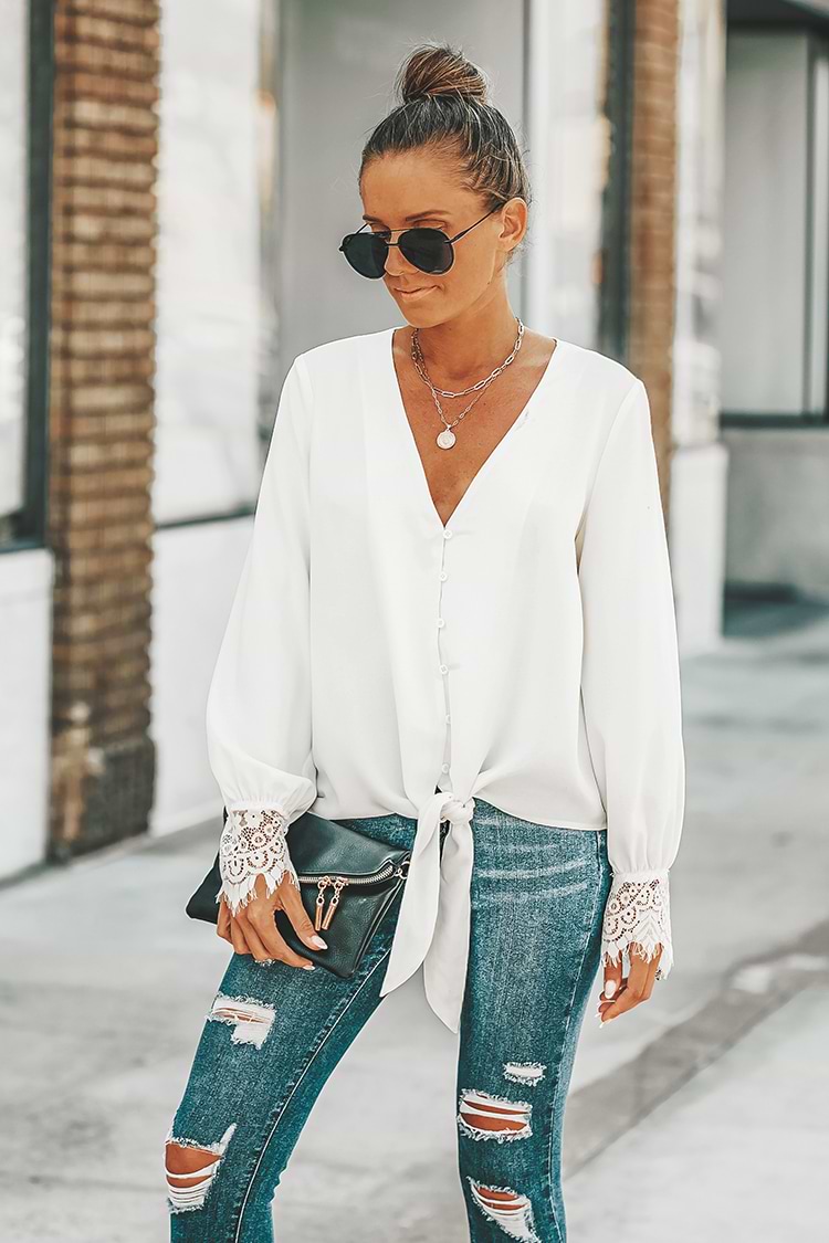 Top de Encaje con Lazo Frontal