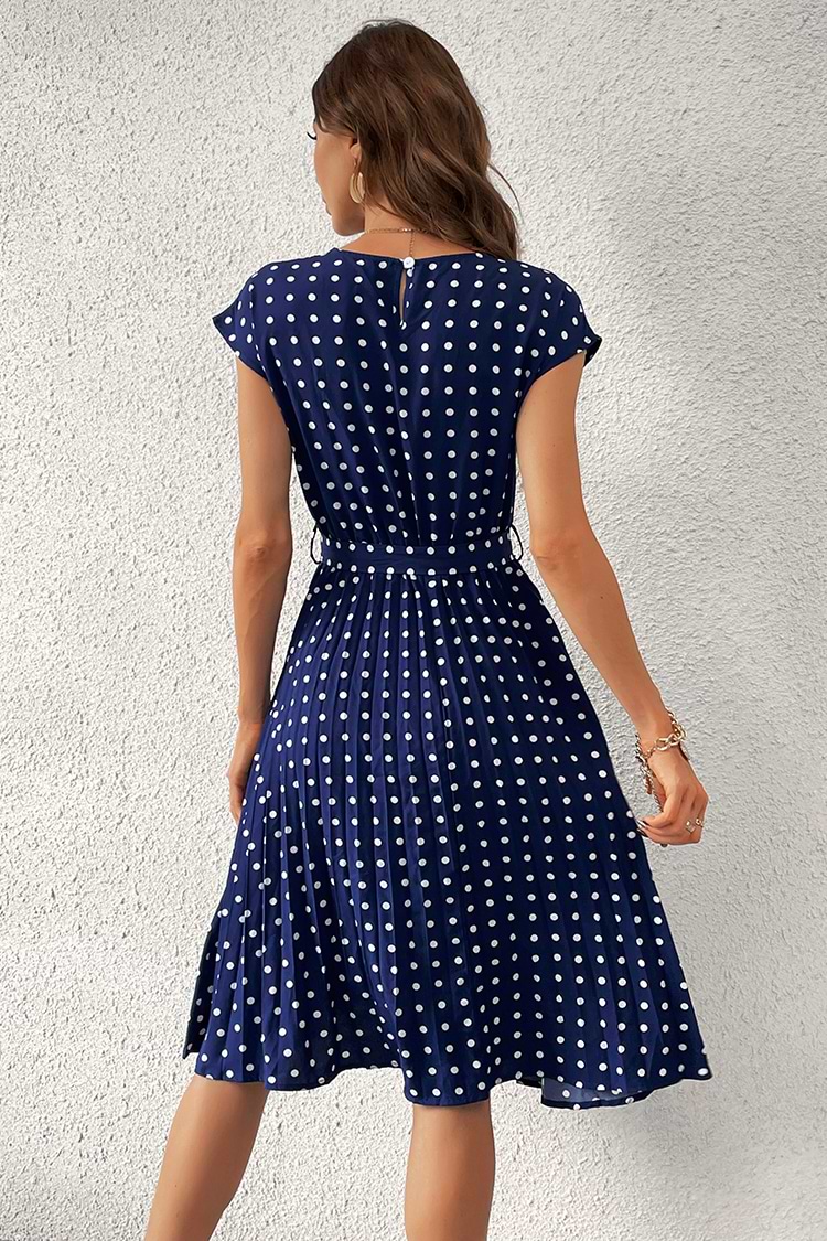 Rundhalsausschnitt Dots Kleid in A-Form