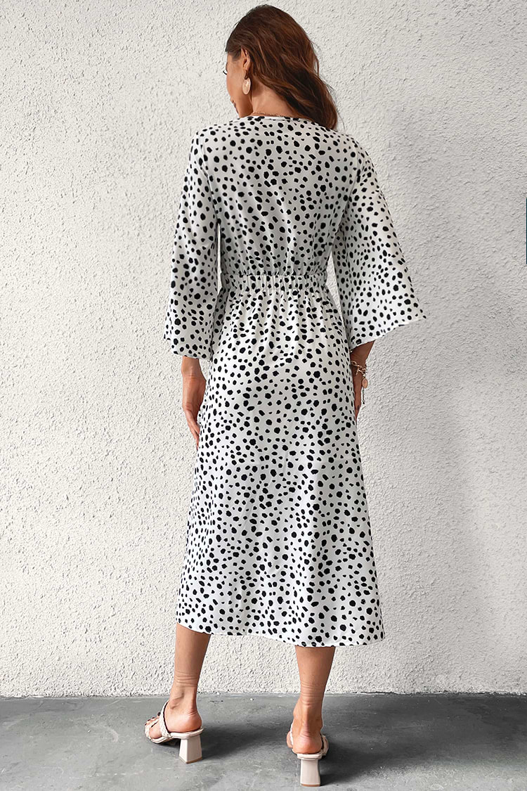 Dots Kleid mit ausgestellten Ärmeln und Schleife