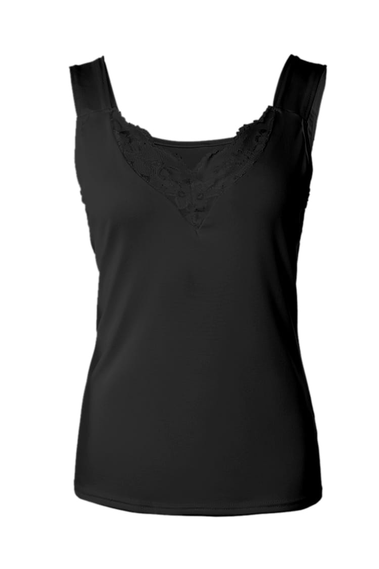 Haut sans manches en dentelle festonnée à col en V