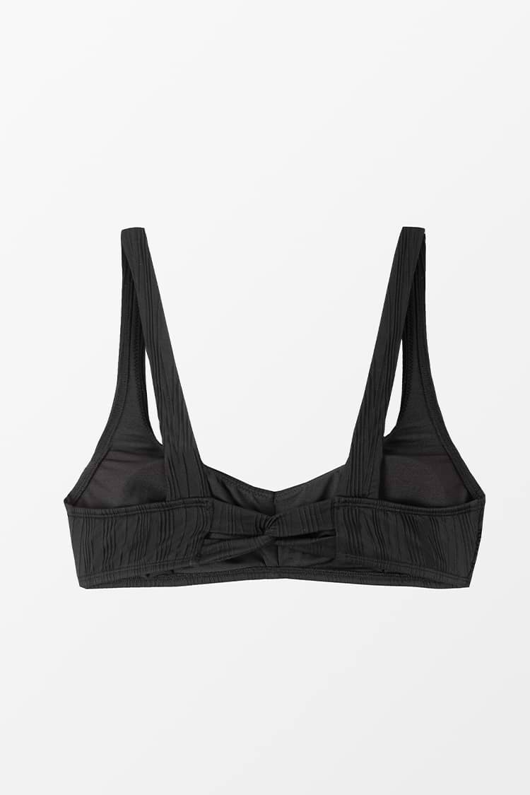 Top de Bikini con Cuello en V Acanalado