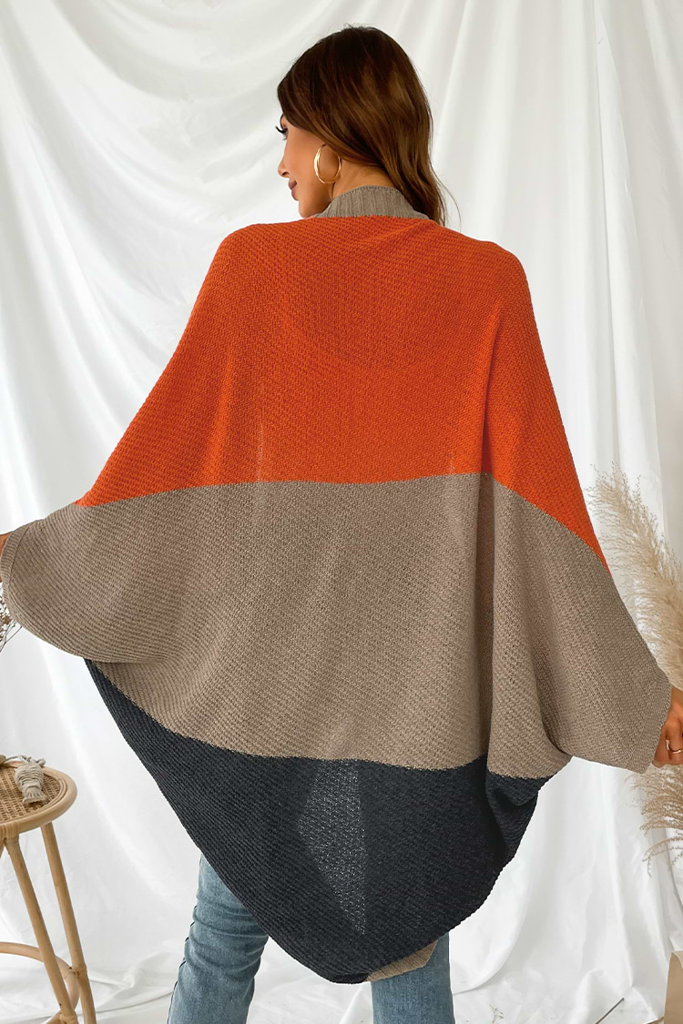 Gilet rib à manches dolman et blocs de couleurs