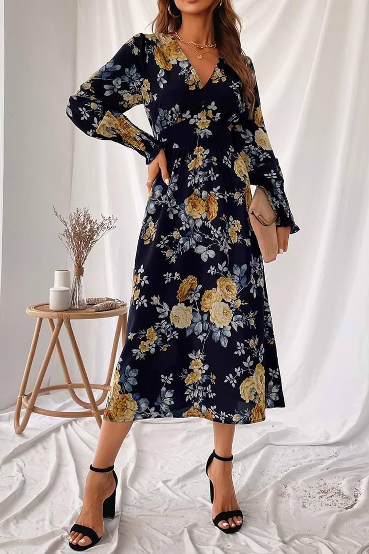 Vestido Maxi de Manga Gigot con Estampado Floral