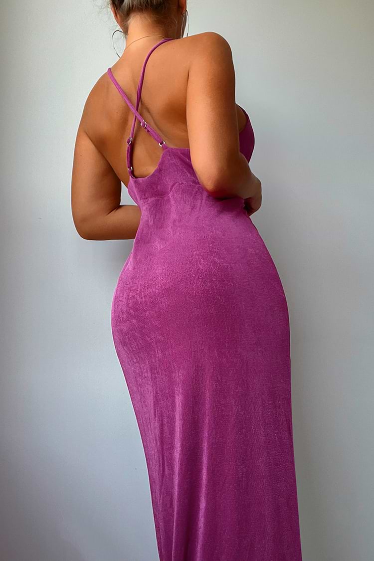 Roman Holiday Plunging V-Neck Ruched Maxi Dress