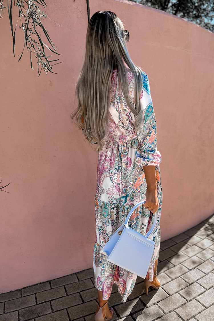 Claudette V-neck Elastic Waist Ruffle Dress