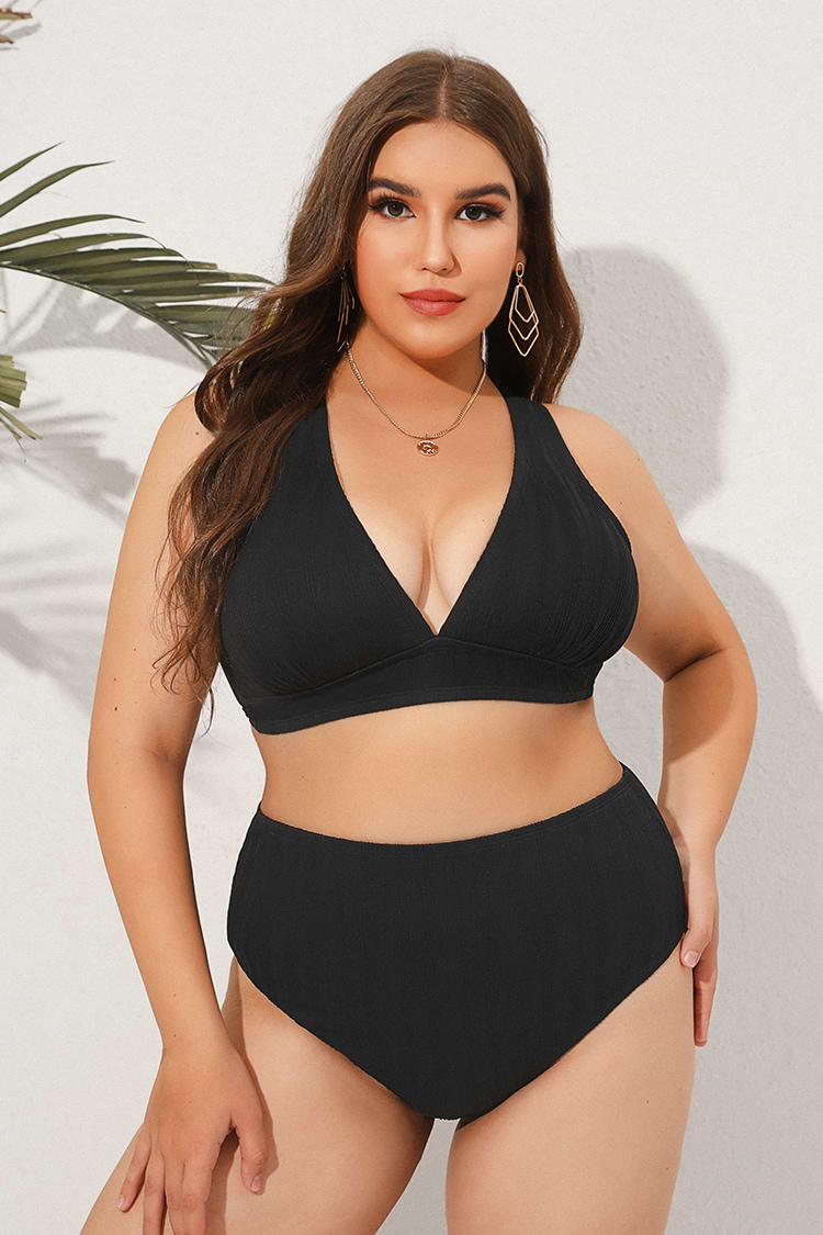 Top de Bikini de Talla Grande con Espalda Tricruzada