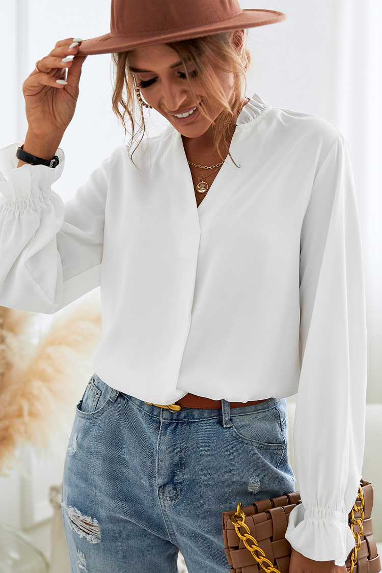 Volant Bluse mit Trompetenärmeln