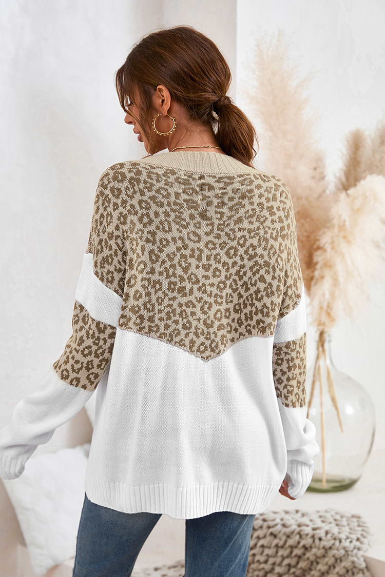 Pull léopard à blocs de couleurs