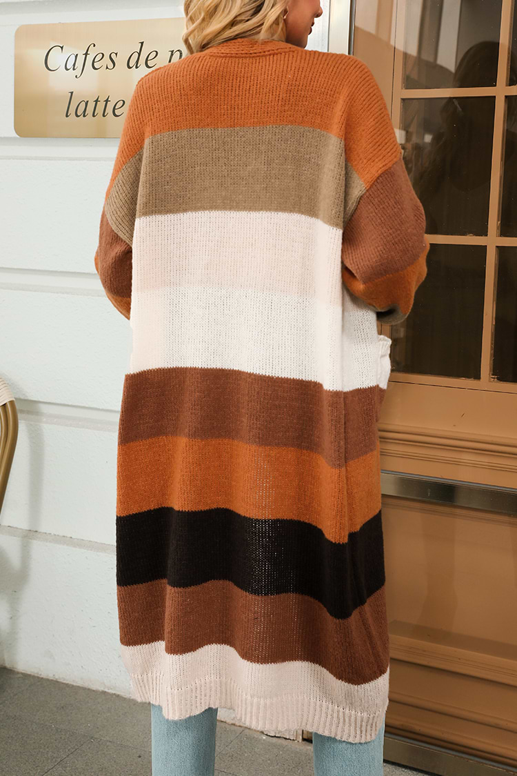 Cárdigan de Rayas con Línea Larga