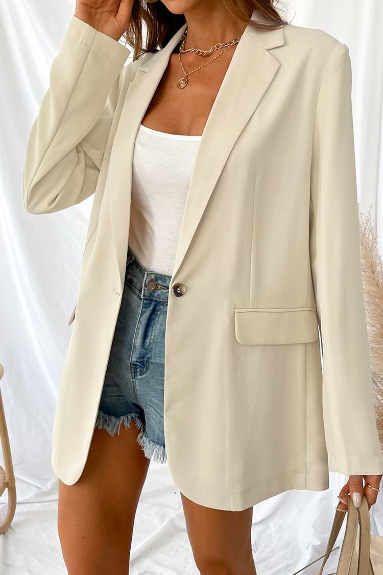 Say So Notched Button-Front Long Sleeve Blazer