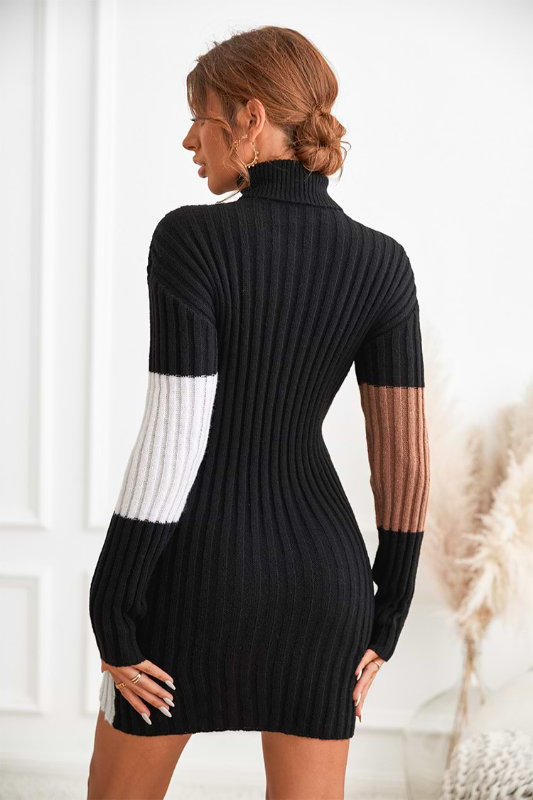 Miss Sugar Ribbed Colorblock Sweater Dress