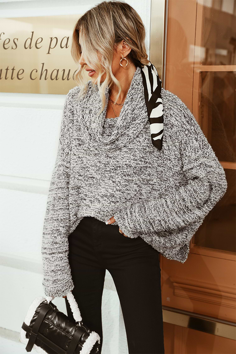 Suéter de Cuello de Vaca de Punto Marcado