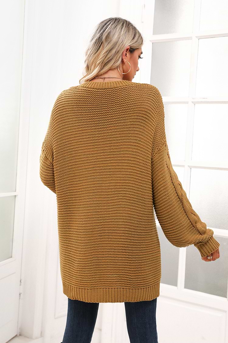 Cárdigan de Punto Grueso con Línea Larga