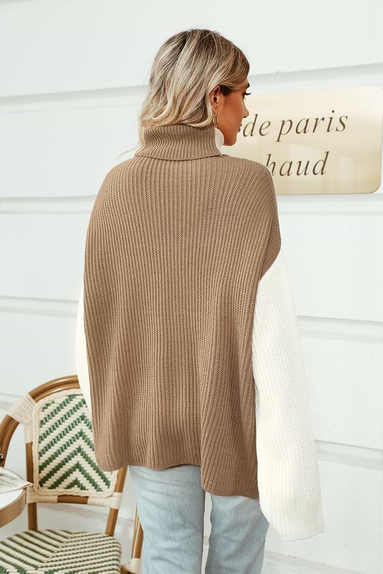 Farbblock Rollkragen Pullover