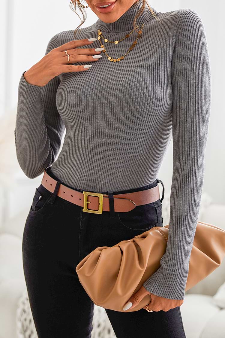 Suéter de Cuello Tortuga Acanalado