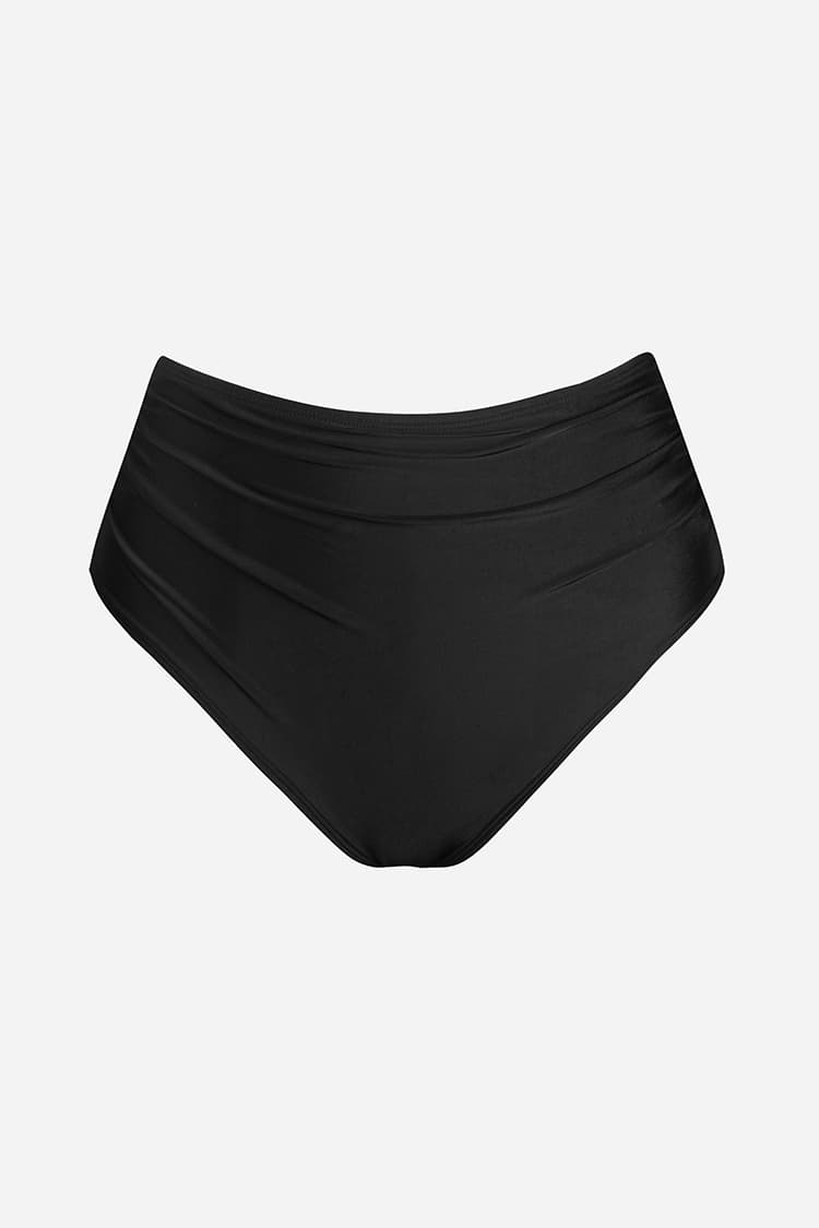 Negro Braga de Bikini de Cintura Alta con Camisa