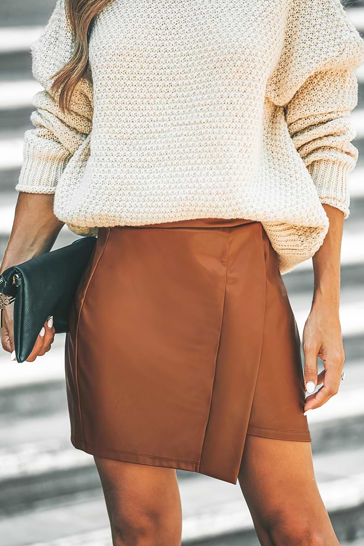 Avila Faux Leather Wrap Skirt