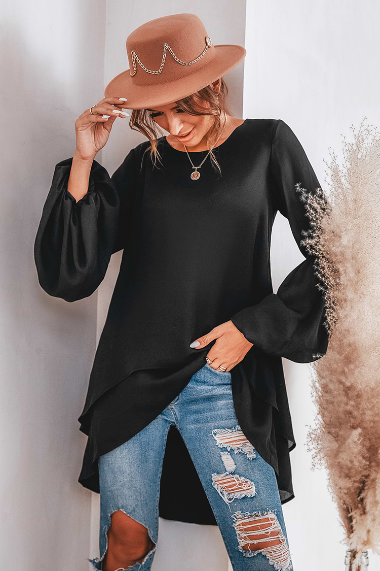 Delta Trumpet Sleeve Longline Hem