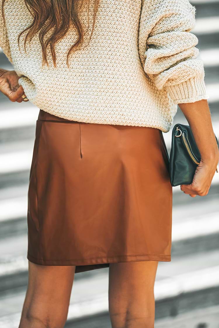 Avila Faux Leather Wrap Skirt