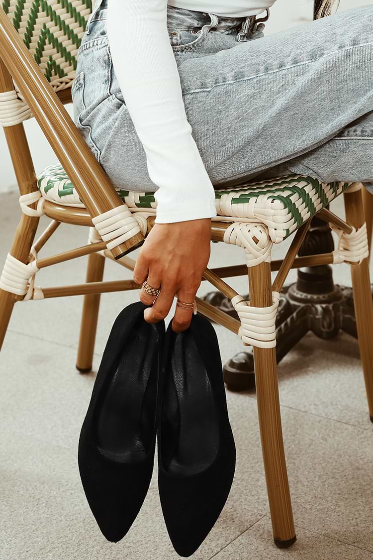 Zapatos de Tacón sin Cordones de Gamuza Sintética